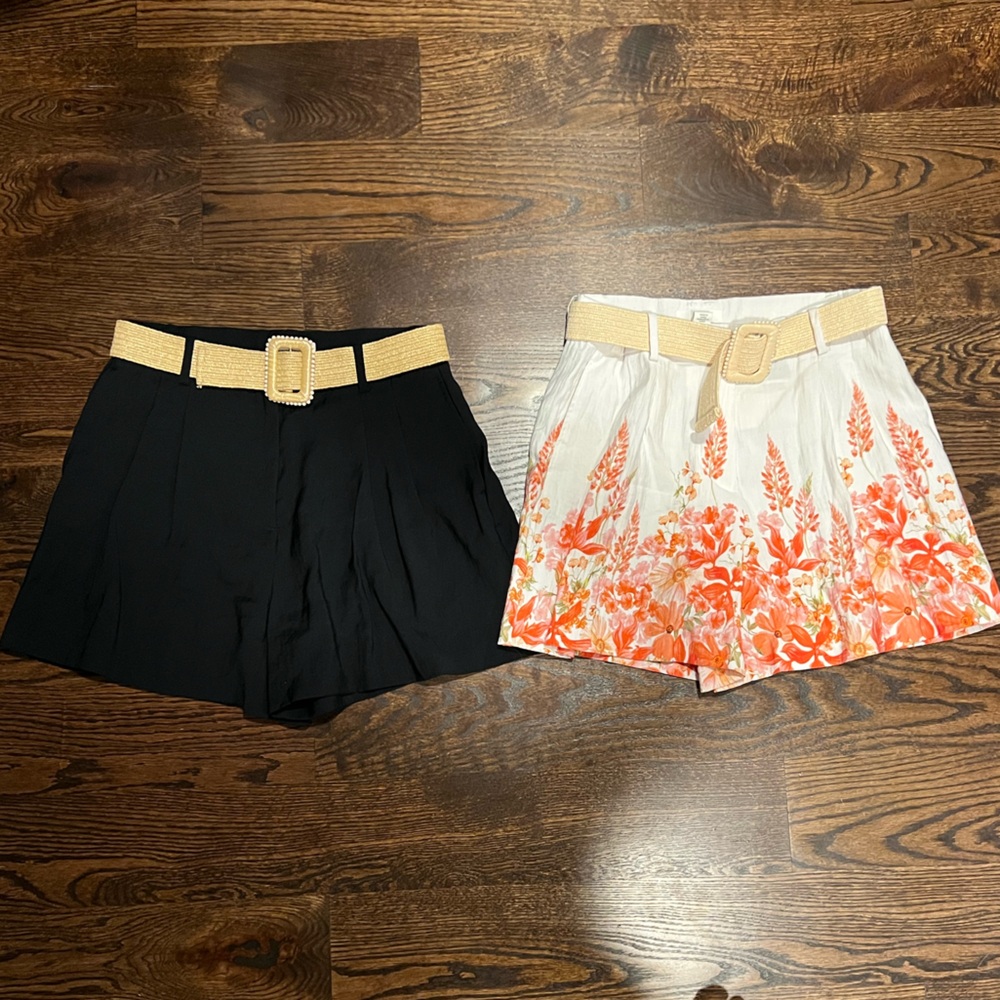 Bundle – H&M Belted Skirts – Black & Floral – Size 8 (EUR 40 / US 8)